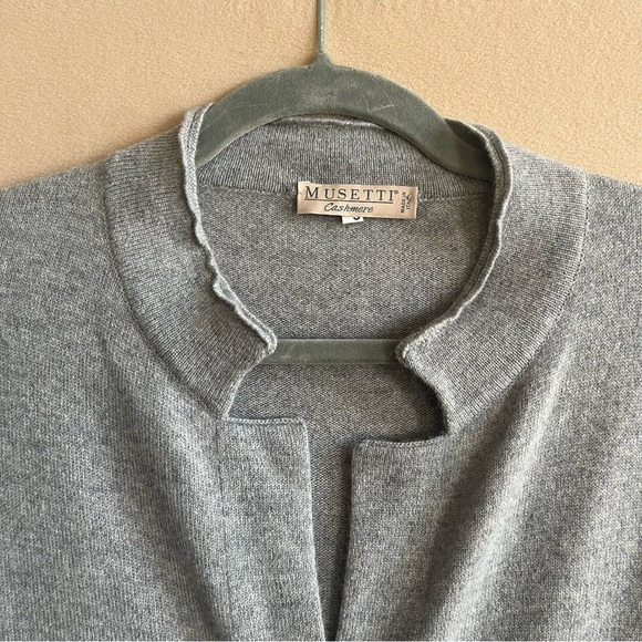 Maglificio Musetti GrayMade in Italy Cashmere Silk Wool Blend Cardigan in 5 or L - Picture 2 of 16